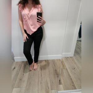 cupcakes & cashmere Coral Ruffled Blouse